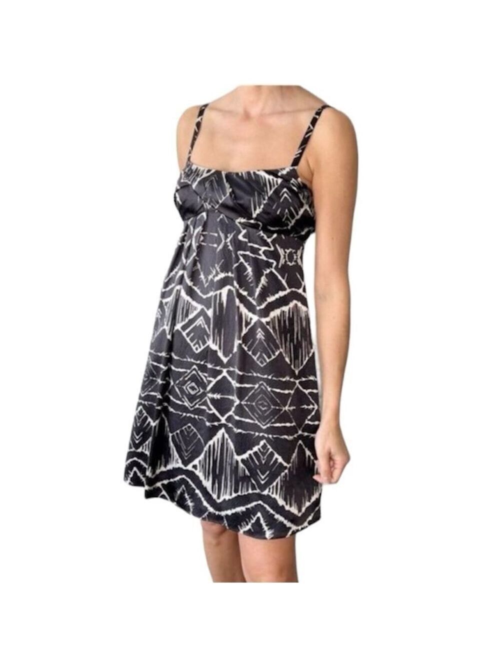 NWT Vtg 90s Y2K Cynthia Steffe pure Silk Geometric Print Babydoll Dress 6